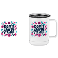 Thumbnail for Artsy Flowers Coffee Mug Tumbler with Handle (15 oz) - Don't Grow Up - Design View