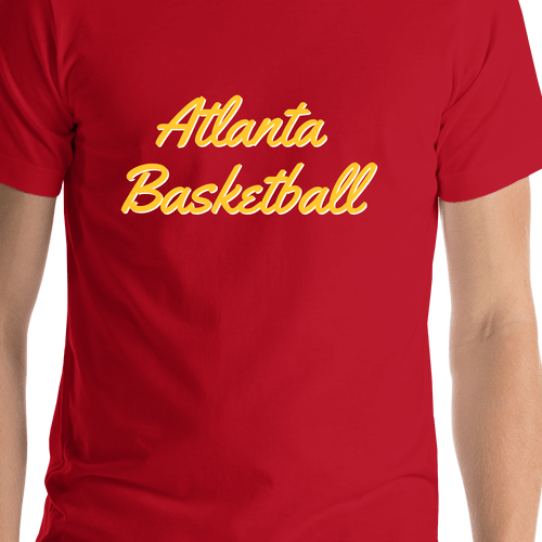 Personalized Atlanta Basketball T-Shirt - Red - Shirt Close-Up View