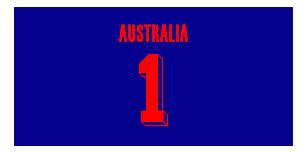 Personalized Australia Jersey Number Beach Towel - Blue - Front View