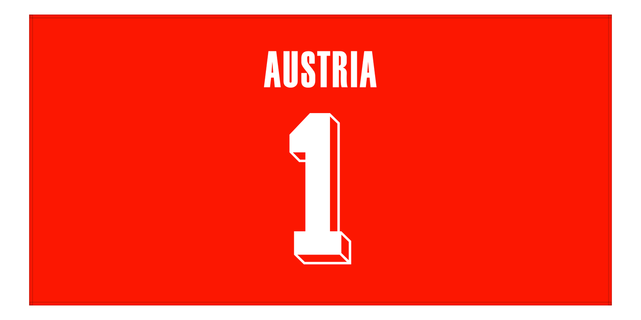 Personalized Austria Jersey Number Beach Towel - Red - Front View