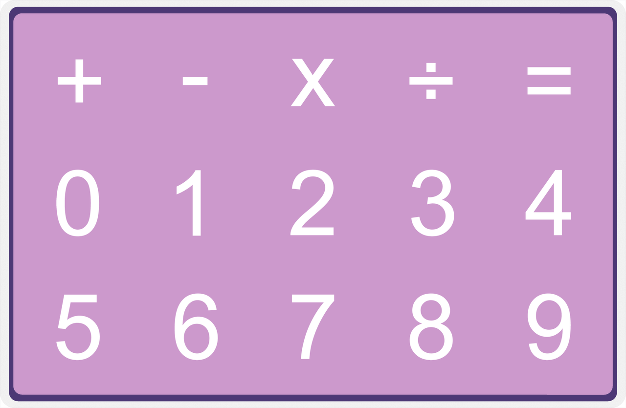 Personalized Autism Non-Speaking Numbers Board Placemat - Purple Background -  View