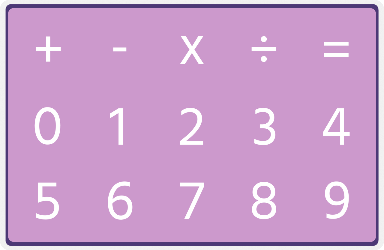 Personalized Autism Non-Speaking Numbers Board Placemat - Purple Background -  View