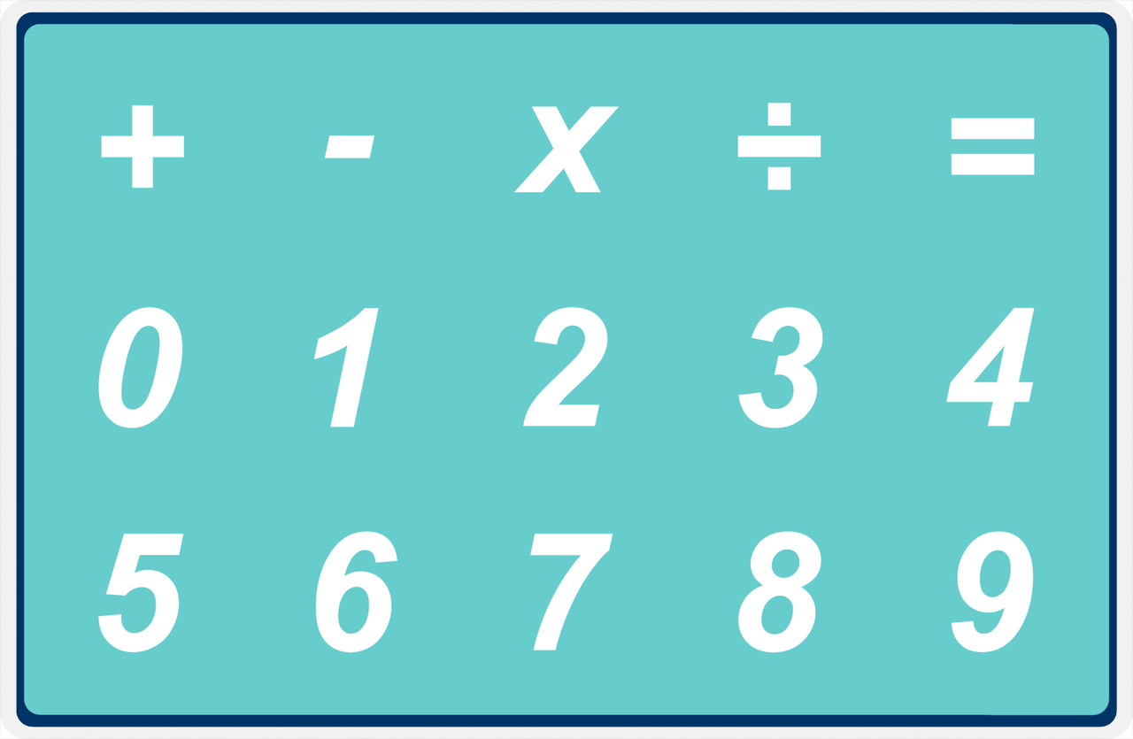 Personalized Autism Non-Speaking Numbers Board Placemat - Teal Background -  View