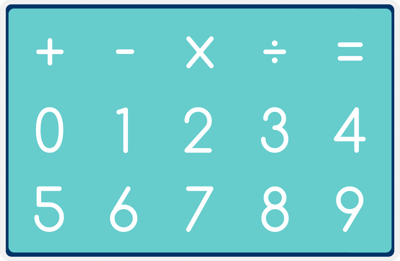 Personalized Autism Non-Speaking Numbers Board Placemat - Teal Background -  View
