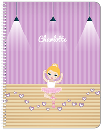Thumbnail for Personalized Ballerina Notebook I - Studio Hearts - Blonde Ballerina - Front View