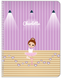Thumbnail for Personalized Ballerina Notebook I - Studio Hearts - Brunette Ballerina - Front View