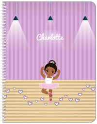 Thumbnail for Personalized Ballerina Notebook I - Studio Hearts - Black Ballerina I - Front View