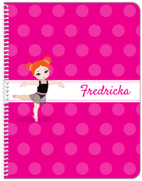 Thumbnail for Personalized Ballerina Notebook II - Polka Dot Stripe - Redhead Ballerina - Front View