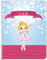 Thumbnail for Personalized Ballerina Notebook III - Bubble Background - Blonde Ballerina - Front View