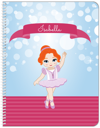 Thumbnail for Personalized Ballerina Notebook III - Bubble Background - Redhead Ballerina - Front View