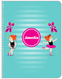 Thumbnail for Personalized Ballerina Notebook IV - Pointe Shoes - Redhead Ballerina - Front View