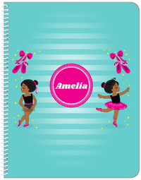 Thumbnail for Personalized Ballerina Notebook IV - Pointe Shoes - Black Ballerina I - Front View
