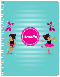 Thumbnail for Personalized Ballerina Notebook IV - Pointe Shoes - Black Ballerina II - Front View