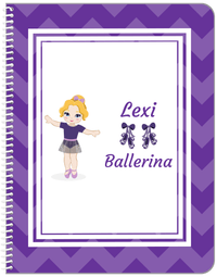 Thumbnail for Personalized Ballerina Notebook V - Chevron - Blonde Ballerina - Front View