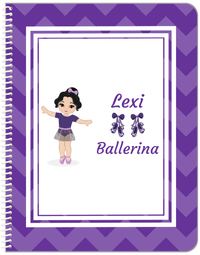 Thumbnail for Personalized Ballerina Notebook V - Chevron - Black Hair Ballerina - Front View