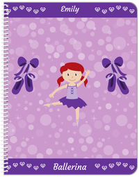 Thumbnail for Personalized Ballerina Notebook VIII - Hearts Dance - Redhead Ballerina - Front View