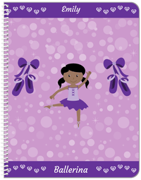 Thumbnail for Personalized Ballerina Notebook VIII - Hearts Dance - Black Ballerina I - Front View