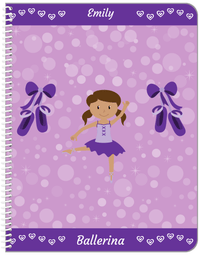 Thumbnail for Personalized Ballerina Notebook VIII - Hearts Dance - Black Ballerina II - Front View
