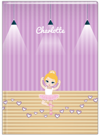 Thumbnail for Personalized Ballerina Journal I - Studio Hearts - Blonde Ballerina - Front View