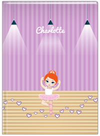 Thumbnail for Personalized Ballerina Journal I - Studio Hearts - Redhead Ballerina - Front View