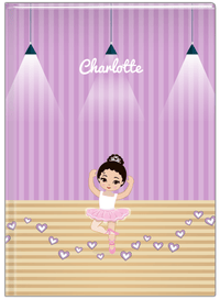 Thumbnail for Personalized Ballerina Journal I - Studio Hearts - Black Hair Ballerina - Front View