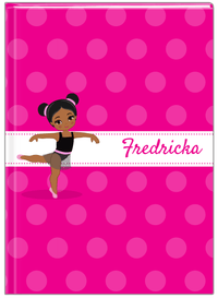 Thumbnail for Personalized Ballerina Journal II - Polka Dot Stripe - Black Ballerina I - Front View