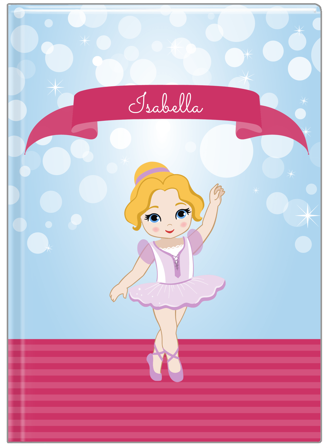 Personalized Ballerina Journal III - Bubble Background - Blonde Ballerina - Front View