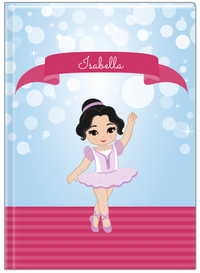 Thumbnail for Personalized Ballerina Journal III - Bubble Background - Black Hair Ballerina - Front View