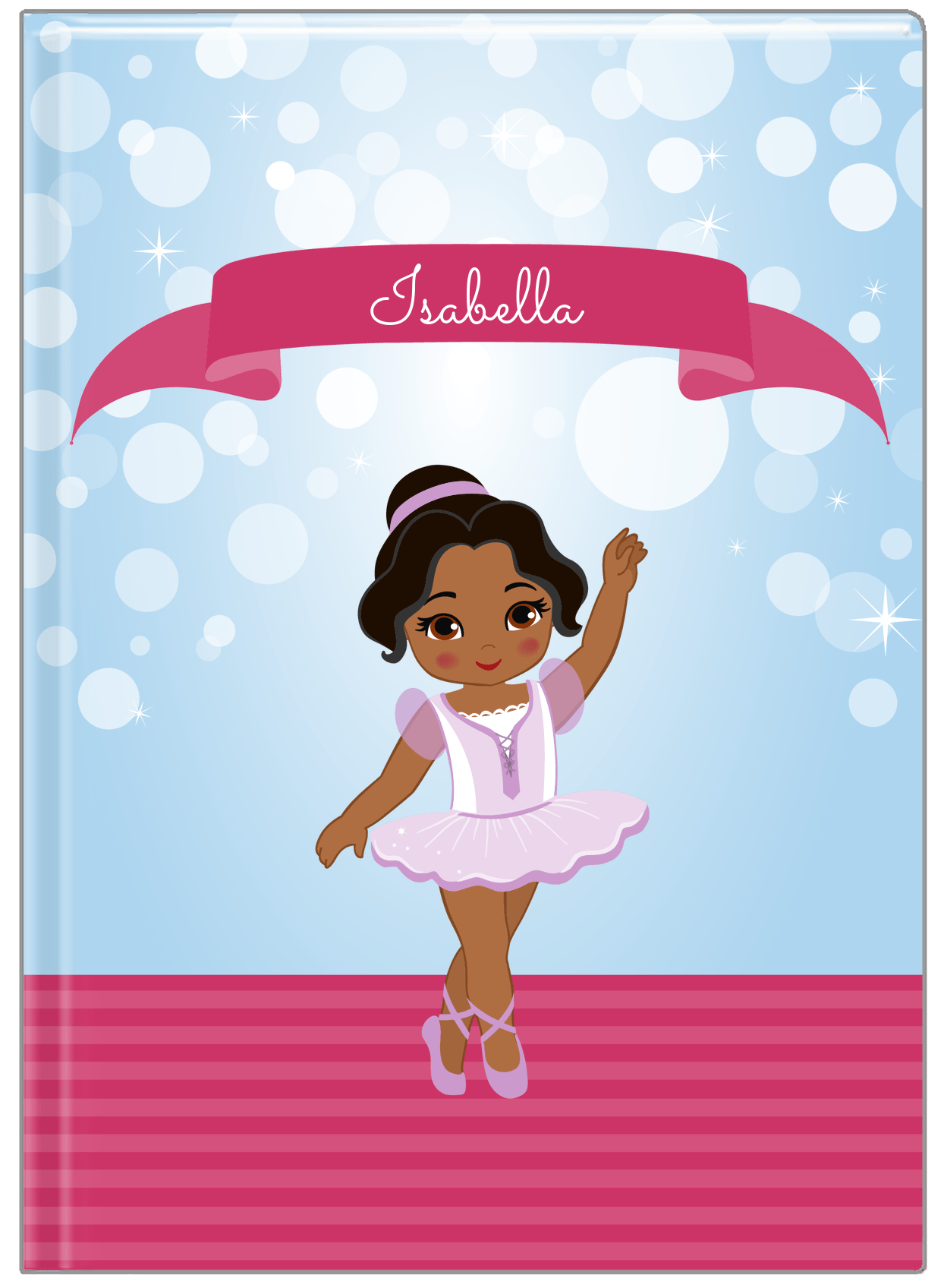 Personalized Ballerina Journal III - Bubble Background - Black Ballerina I - Front View