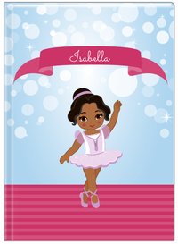 Thumbnail for Personalized Ballerina Journal III - Bubble Background - Black Ballerina I - Front View
