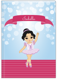 Thumbnail for Personalized Ballerina Journal III - Bubble Background - Asian Ballerina - Front View