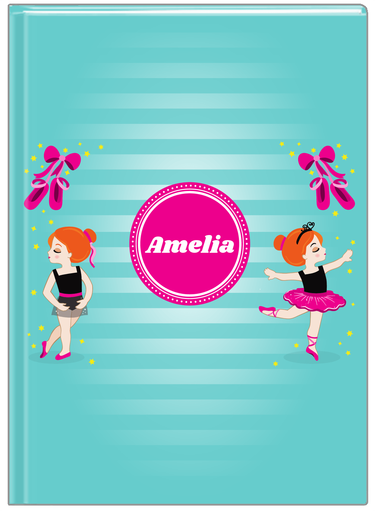 Personalized Ballerina Journal IV - Pointe Shoes - Redhead Ballerina - Front View
