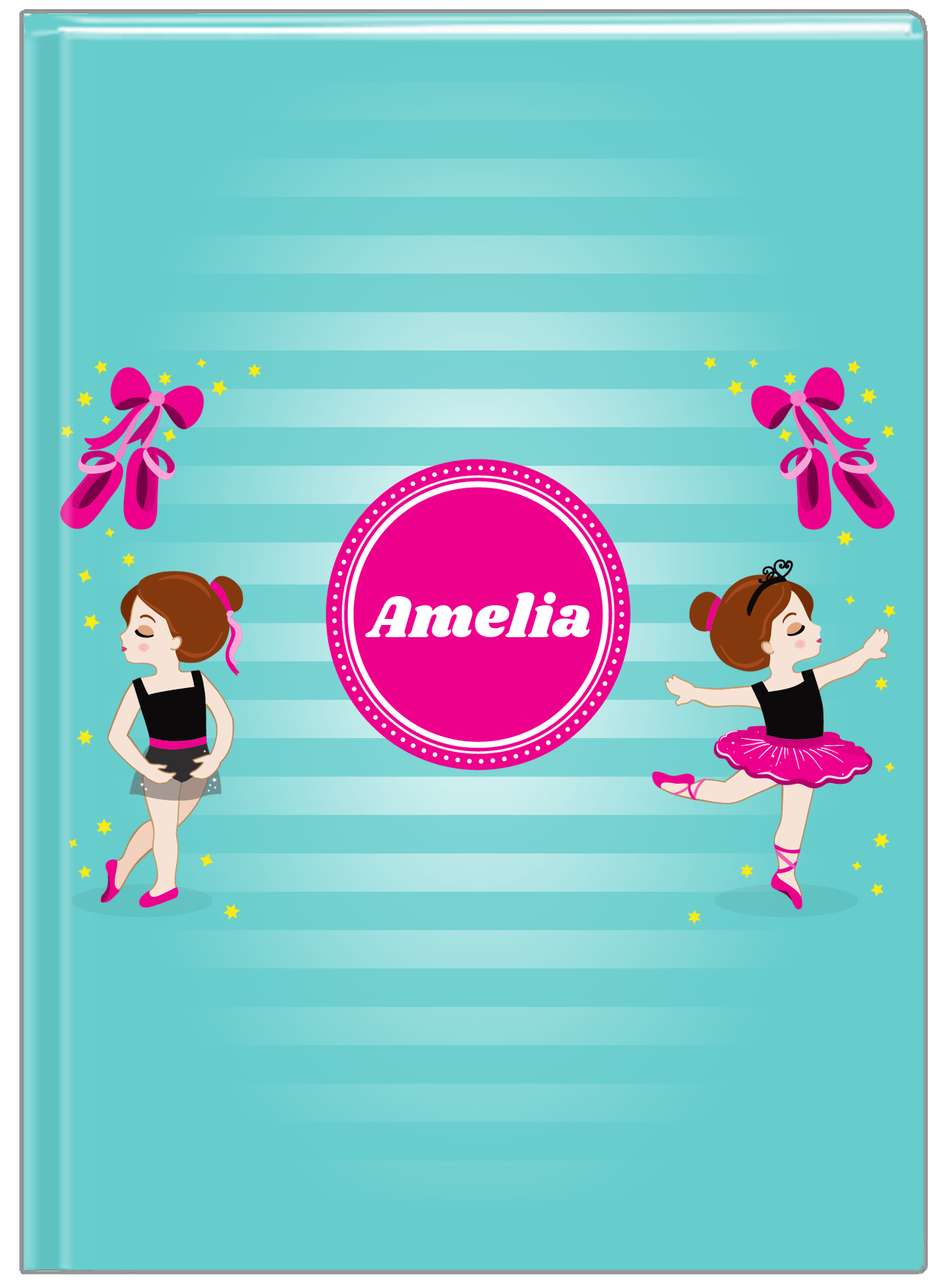 Personalized Ballerina Journal IV - Pointe Shoes - Brunette Ballerina - Front View