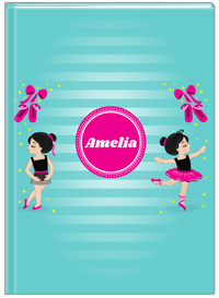Thumbnail for Personalized Ballerina Journal IV - Pointe Shoes - Black Hair Ballerina - Front View