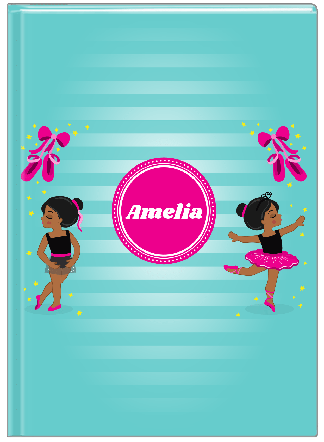 Personalized Ballerina Journal IV - Pointe Shoes - Black Ballerina I - Front View