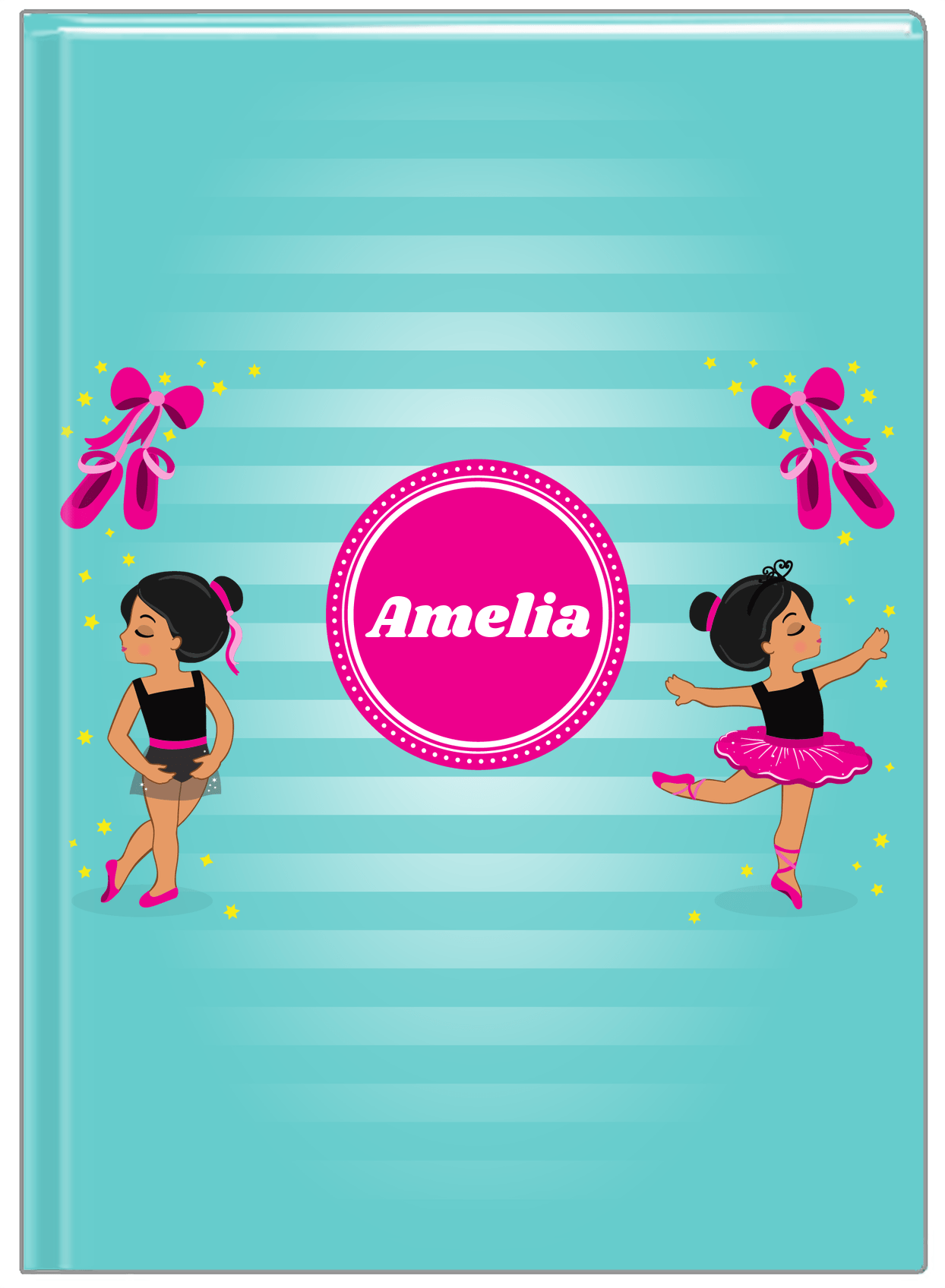 Personalized Ballerina Journal IV - Pointe Shoes - Black Ballerina II - Front View