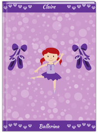 Thumbnail for Personalized Ballerina Journal VIII - Hearts Dance - Redhead Ballerina - Front View