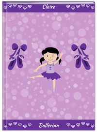 Thumbnail for Personalized Ballerina Journal VIII - Hearts Dance - Black Hair Ballerina - Front View