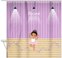 Thumbnail for Personalized Ballerina Shower Curtain I - Studio Hearts - Black Ballerina II - Hanging View