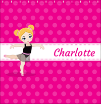 Thumbnail for Personalized Ballerina Shower Curtain II - Polka Dot Stripe - Blonde Ballerina - Decorate View