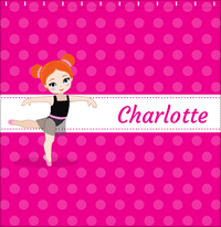 Thumbnail for Personalized Ballerina Shower Curtain II - Polka Dot Stripe - Redhead Ballerina - Decorate View