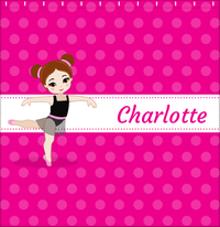 Thumbnail for Personalized Ballerina Shower Curtain II - Polka Dot Stripe - Brunette Ballerina - Decorate View