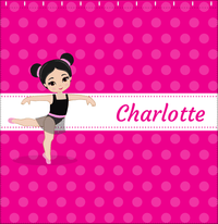 Thumbnail for Personalized Ballerina Shower Curtain II - Polka Dot Stripe - Black Hair Ballerina - Decorate View