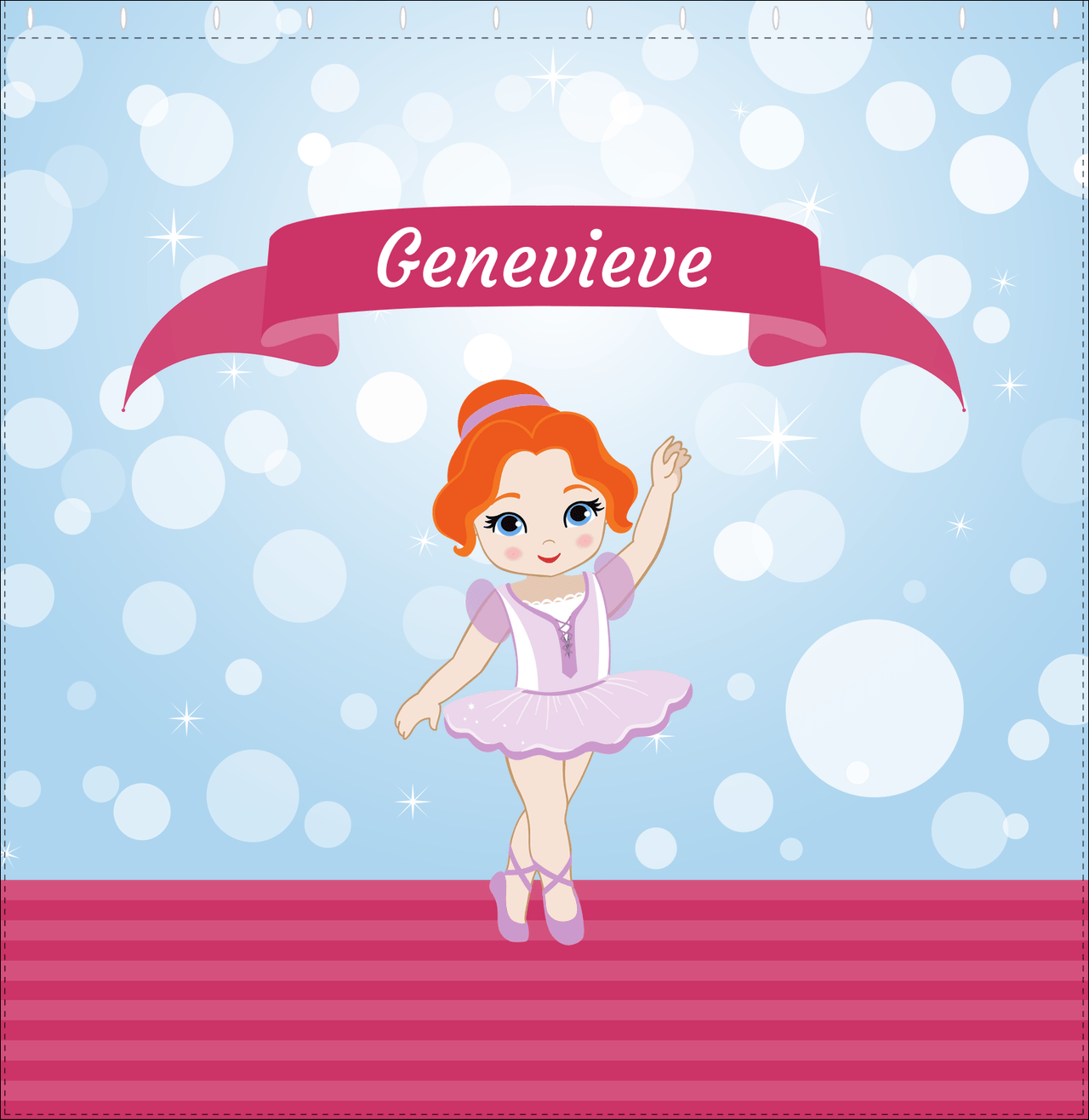 Personalized Ballerina Shower Curtain III - Bubble Background - Redhead Ballerina - Decorate View