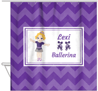 Thumbnail for Personalized Ballerina Shower Curtain V - Chevron - Blonde Ballerina - Hanging View