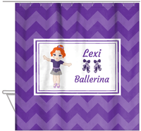 Thumbnail for Personalized Ballerina Shower Curtain V - Chevron - Redhead Ballerina - Hanging View
