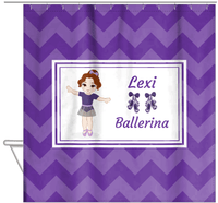 Thumbnail for Personalized Ballerina Shower Curtain V - Chevron - Brunette Ballerina - Hanging View