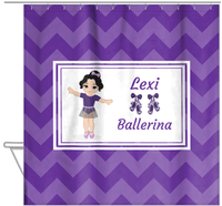 Thumbnail for Personalized Ballerina Shower Curtain V - Chevron - Black Hair Ballerina - Hanging View