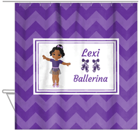 Thumbnail for Personalized Ballerina Shower Curtain V - Chevron - Black Ballerina I - Hanging View