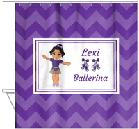 Thumbnail for Personalized Ballerina Shower Curtain V - Chevron - Black Ballerina II - Hanging View